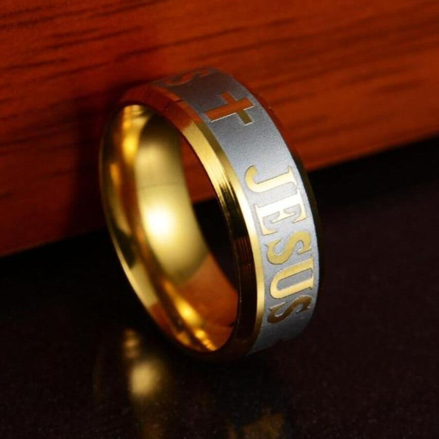 Jesus Cross Letter Bible Wedding Ring
