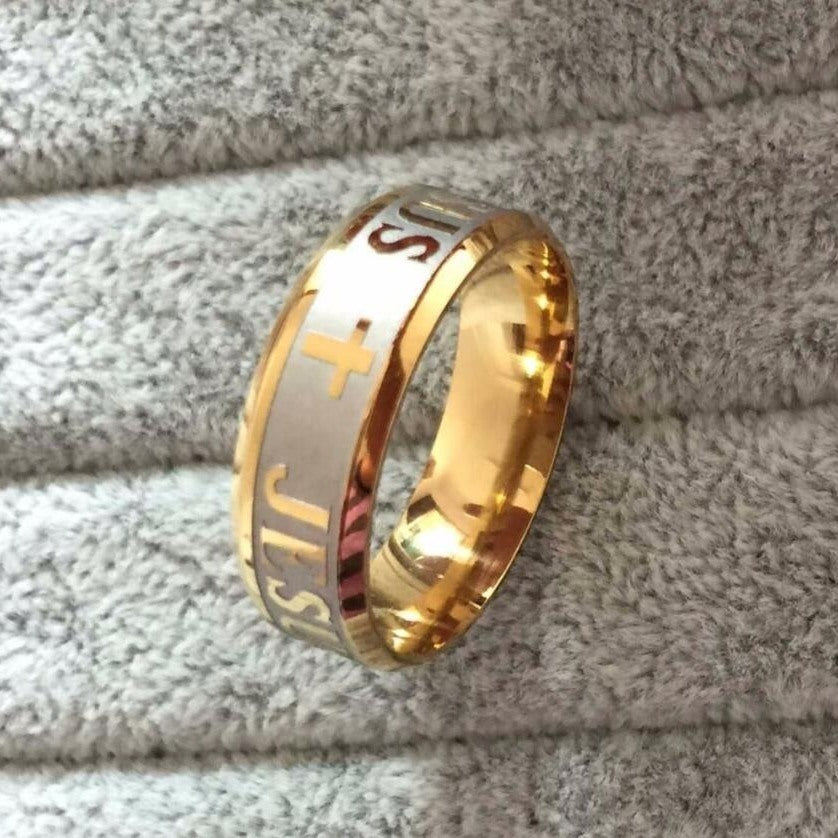 Jesus Cross Letter Bible Wedding Ring