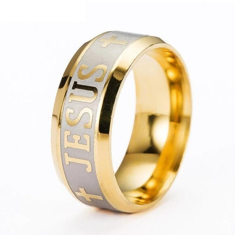 Jesus Cross Letter Bible Wedding Ring