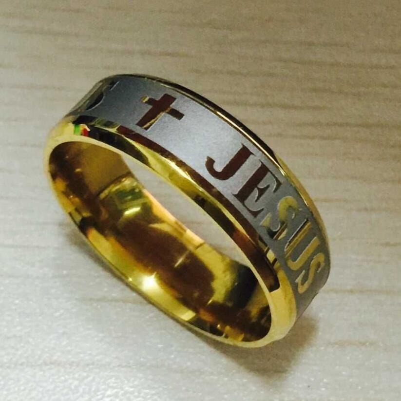 Jesus Cross Letter Bible Wedding Ring