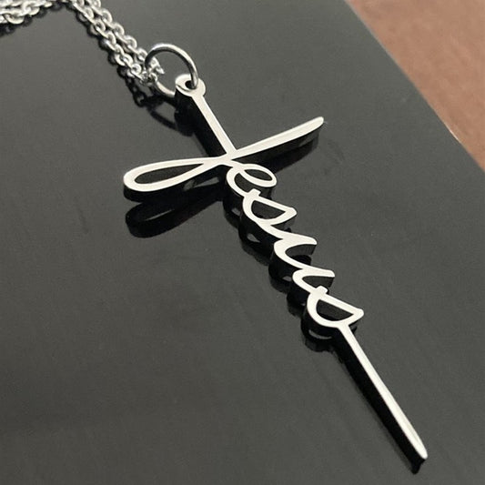Jesus Stainless Steel Name Pendant Necklace