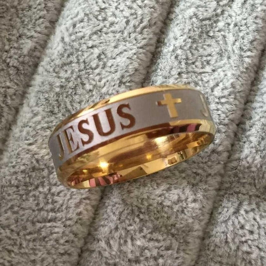 Jesus Cross Letter Bible Wedding Ring